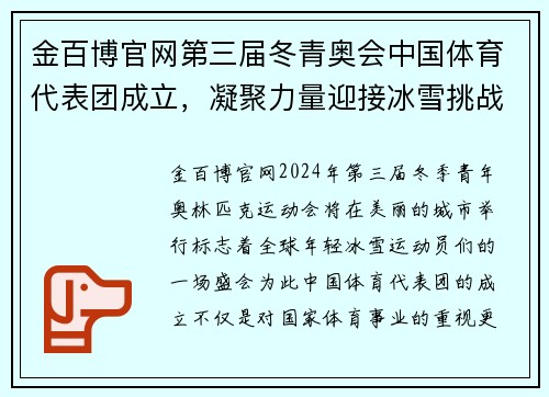 金百博官网第三届冬青奥会中国体育代表团成立，凝聚力量迎接冰雪挑战 - 副本